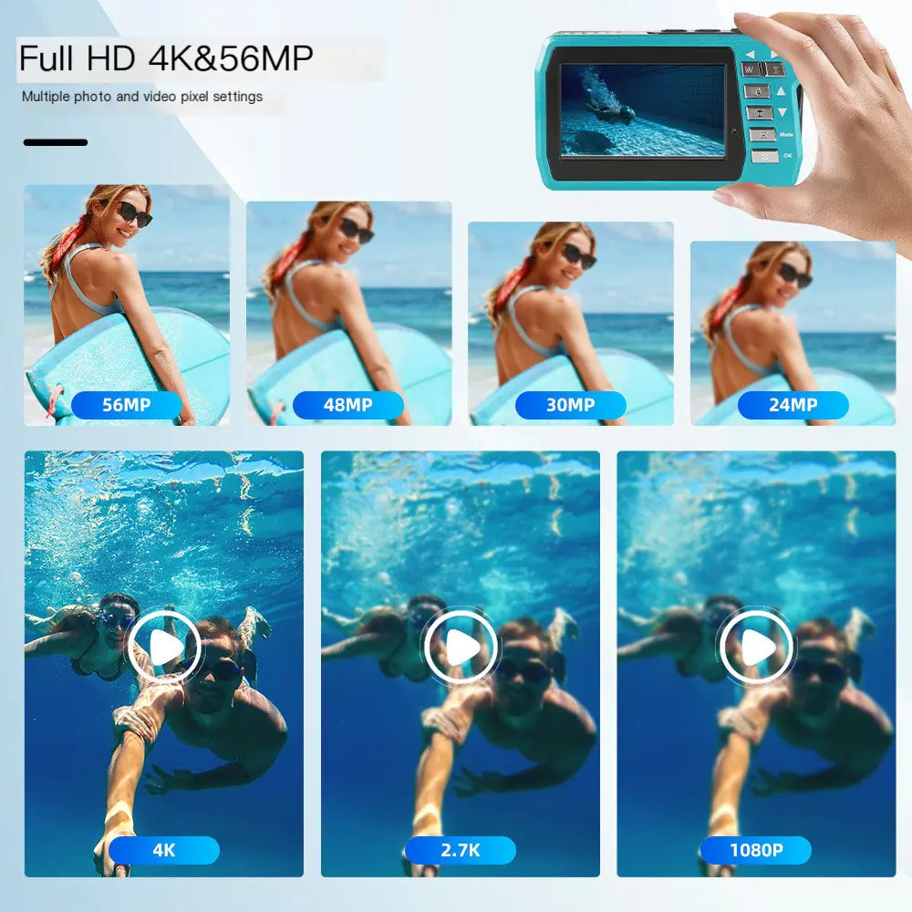 Under water 4K Dual-Screen Camera