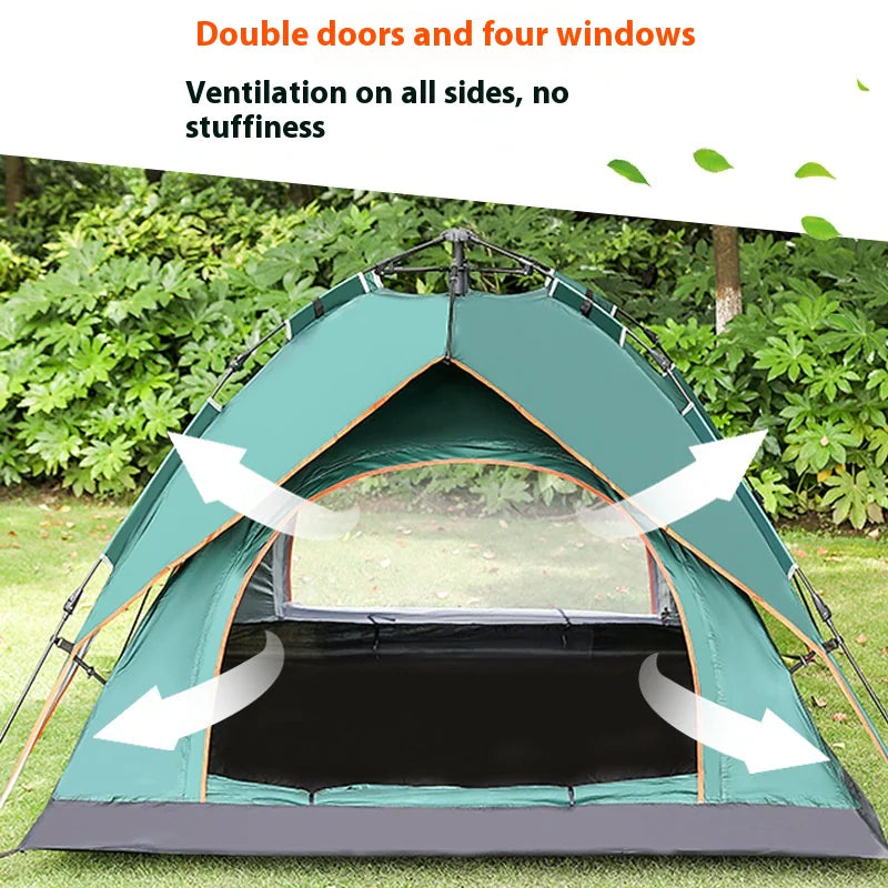 Double-Layer 3–4 Person Camping Tent