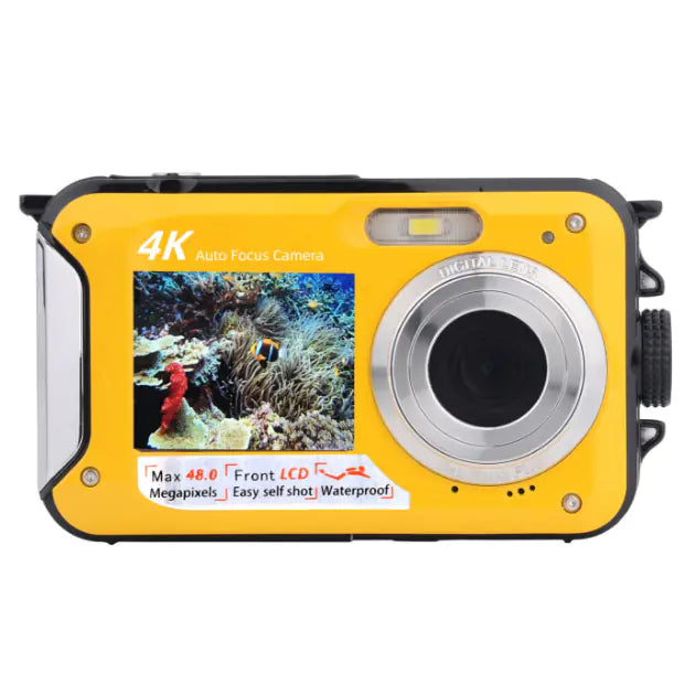 4K 48MP Waterproof Camera with Dual Screen and Autofocus