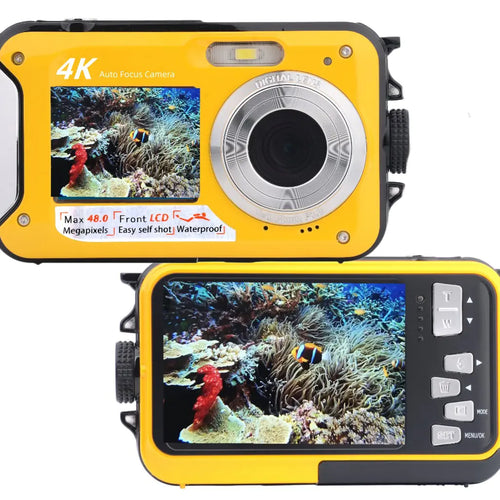 4K 48MP Waterproof Camera with Dual Screen and Autofocus