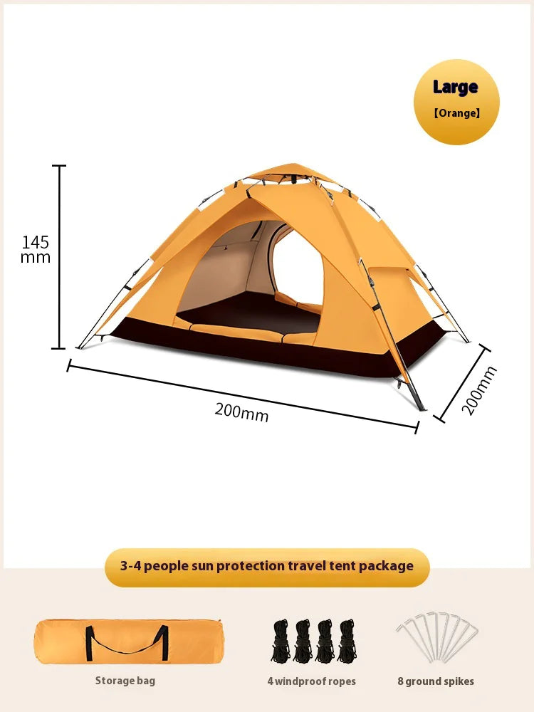 Double-Layer 3–4 Person Camping Tent