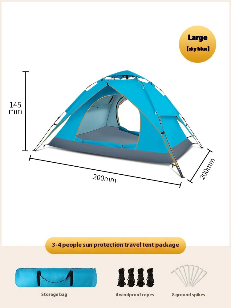 Double-Layer 3–4 Person Camping Tent