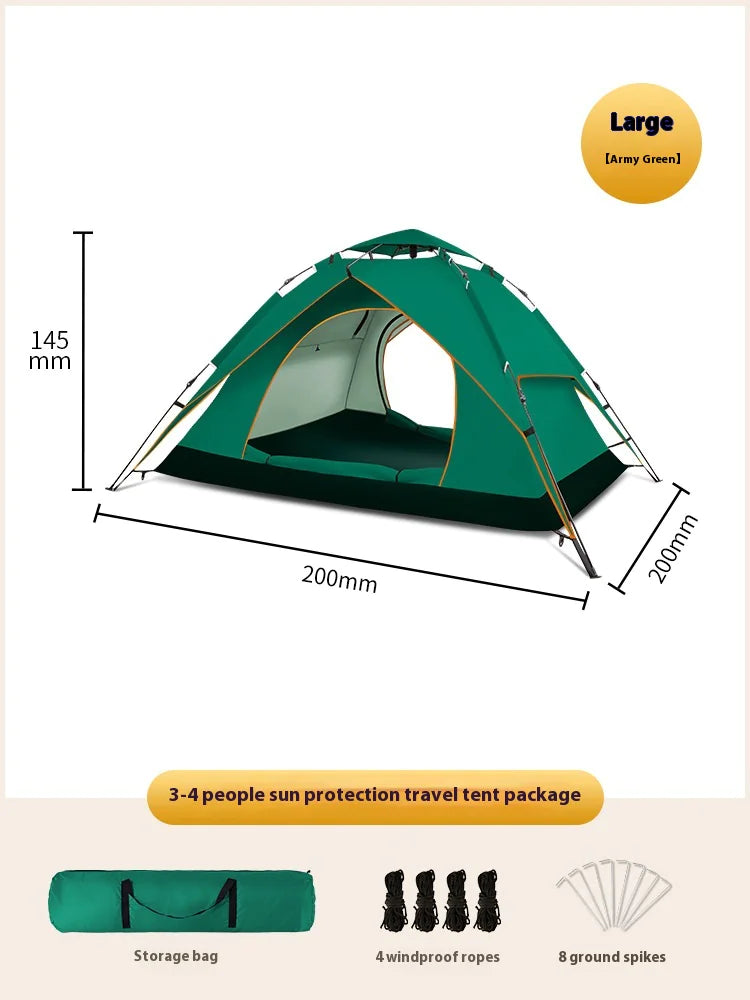 Double-Layer 3–4 Person Camping Tent
